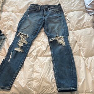 American Eagle Outfitters Blue Skinny Jeans Distressed size 2 short